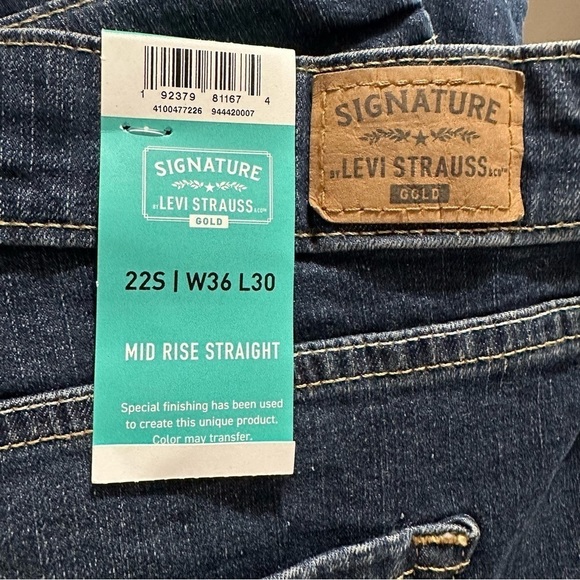 New LEVI’S Signature Gold Mid Rise Straight Jeans Simply Stretch Sz 22 S 36x30 - Picture 4 of 9